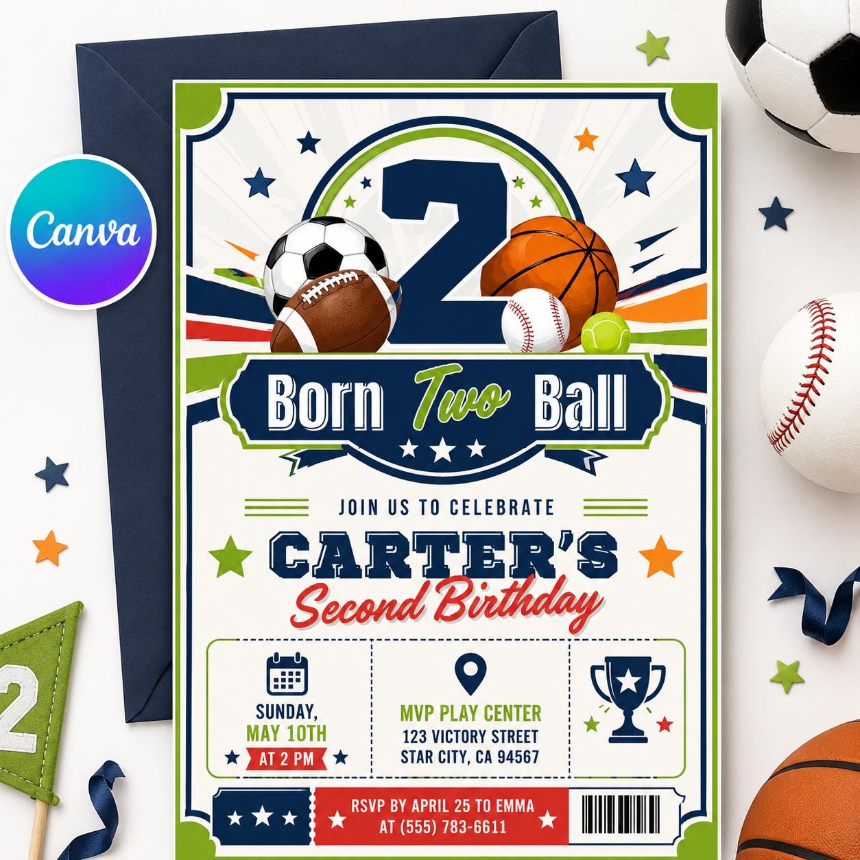 Baseball 2nd Birthday invite, Editable Two the Ballgame Birthday Invite, Long Live Boyhood, Little Slugger, Baseball Invitation Canva invite __etsy:8101358233