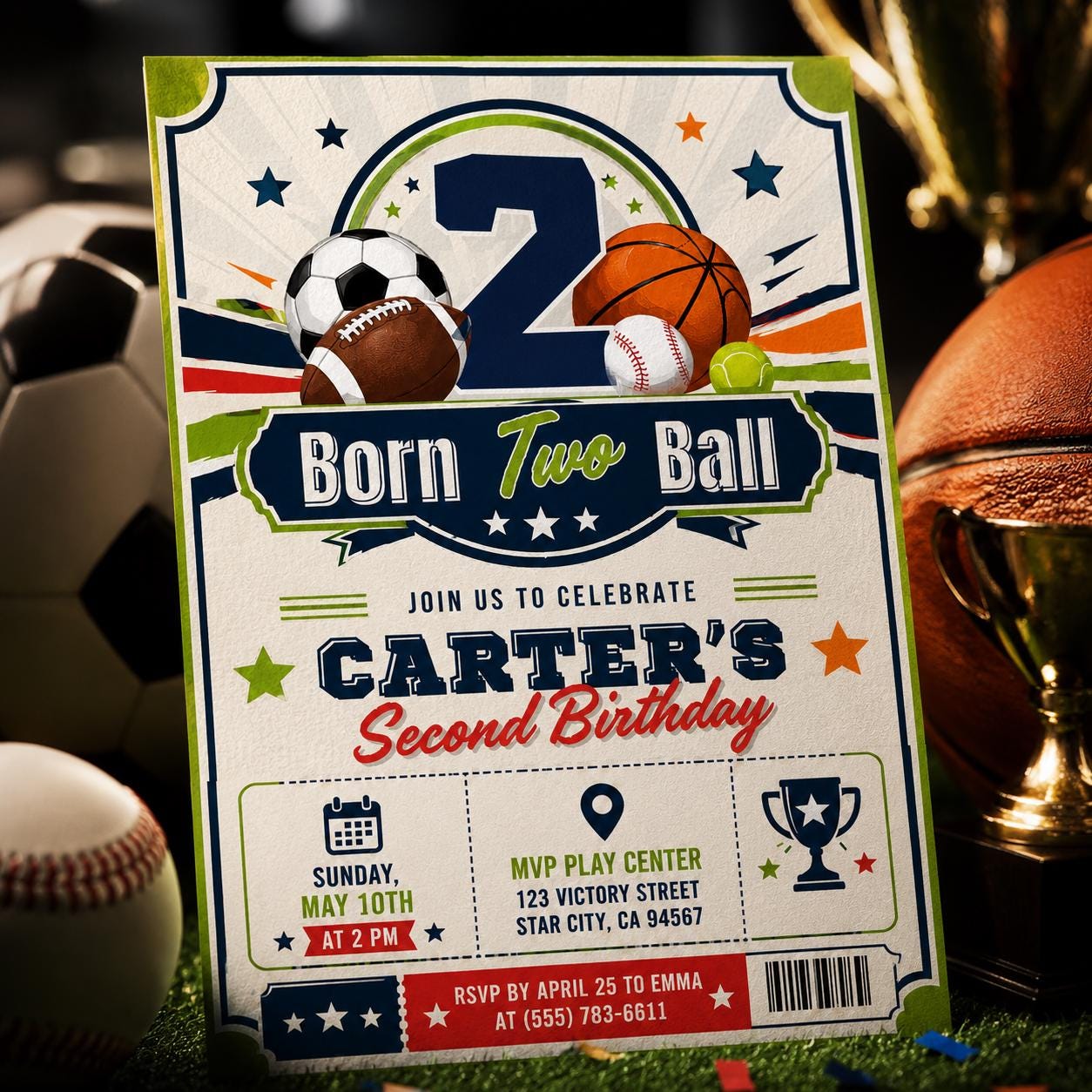 Baseball 2nd Birthday invite, Editable Two the Ballgame Birthday Invite, Long Live Boyhood, Little Slugger, Baseball Invitation Canva invite __etsy:8101358231
