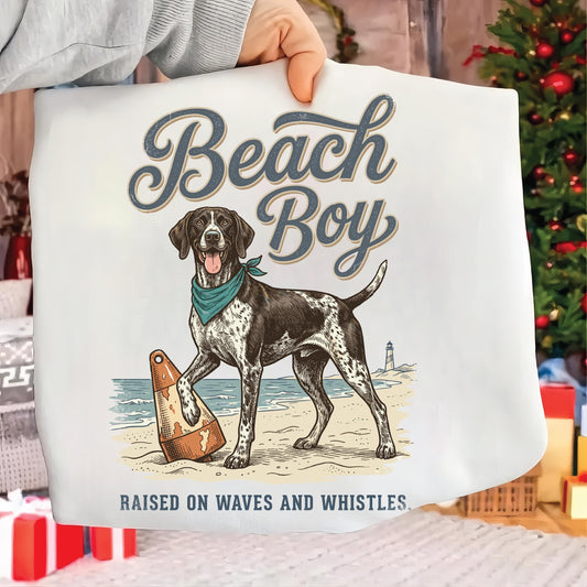 Beach Boy Dog Art Print: German Shorthaired Pointer Coastal Scene (Digital Download) __etsy:7930071784