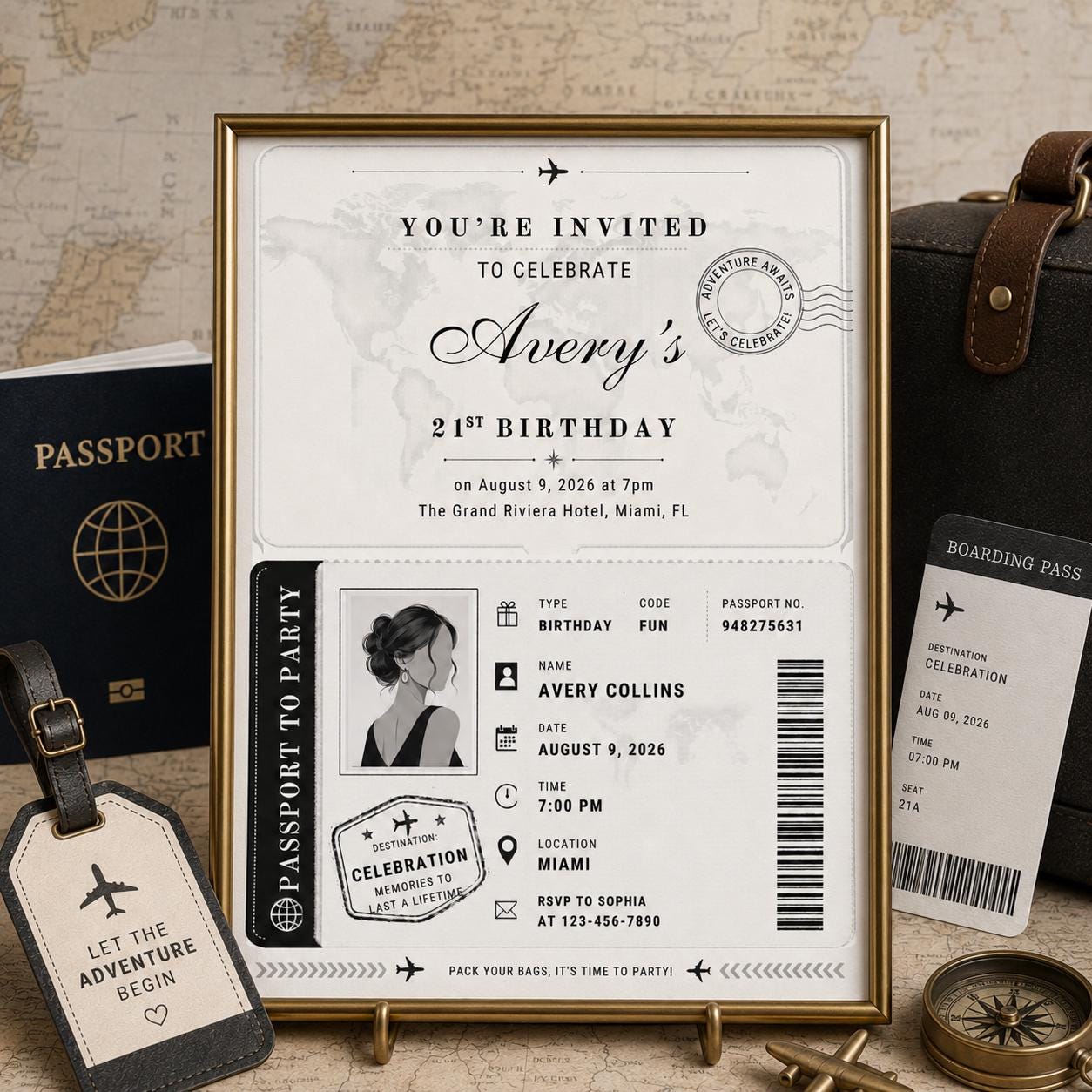 Birthday Passport Invitation Template, Passport Invitation Template Printable Boarding Pass Birthday Party Ticket Birthday Ticket Invitation __etsy:8075563521
