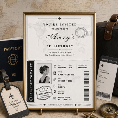 Birthday Passport Invitation Template, Passport Invitation Template Printable Boarding Pass Birthday Party Ticket Birthday Ticket Invitation __etsy:8075563521