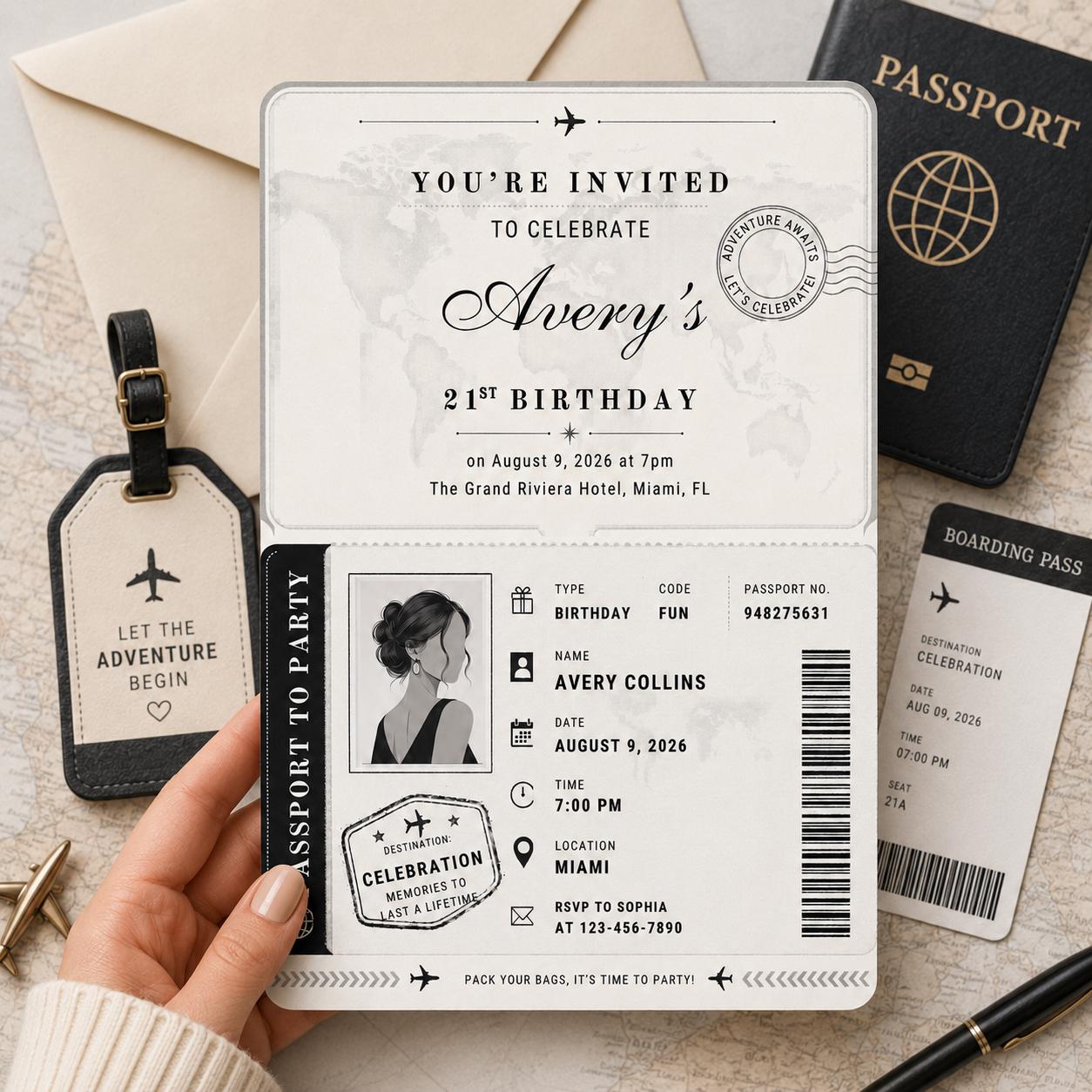 Birthday Passport Invitation Template, Passport Invitation Template Printable Boarding Pass Birthday Party Ticket Birthday Ticket Invitation __etsy:8075563609