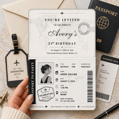 Birthday Passport Invitation Template, Passport Invitation Template Printable Boarding Pass Birthday Party Ticket Birthday Ticket Invitation __etsy:8075563609
