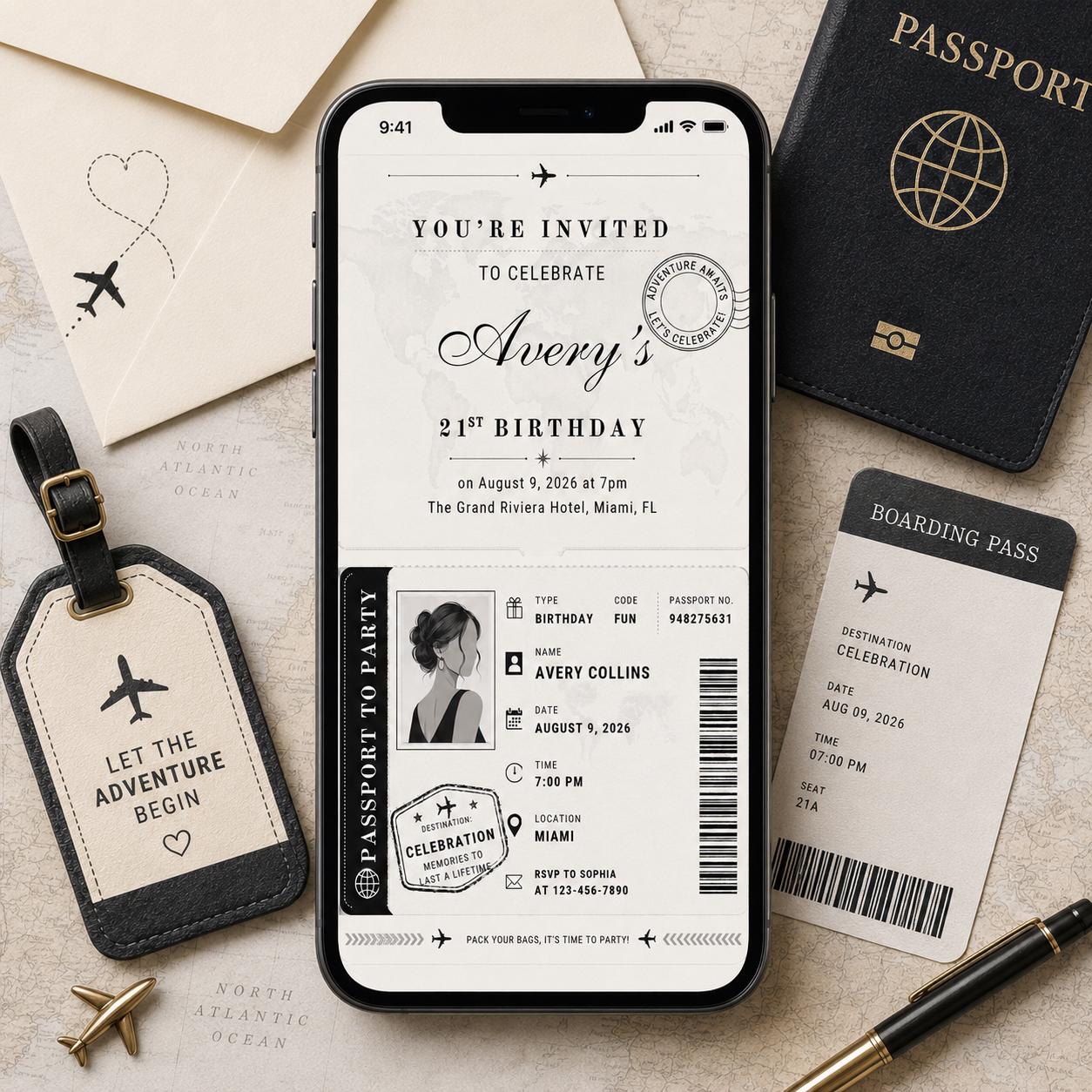 Birthday Passport Invitation Template, Passport Invitation Template Printable Boarding Pass Birthday Party Ticket Birthday Ticket Invitation __etsy:8075563641
