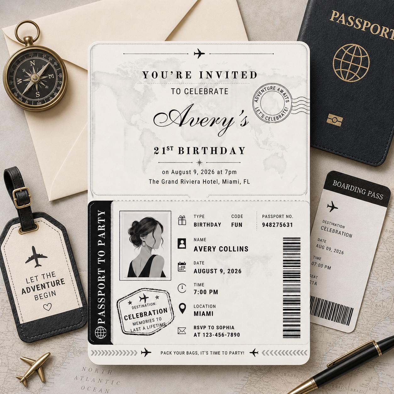 Birthday Passport Invitation Template, Passport Invitation Template Printable Boarding Pass Birthday Party Ticket Birthday Ticket Invitation __etsy:8075563639