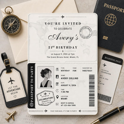 Birthday Passport Invitation Template, Passport Invitation Template Printable Boarding Pass Birthday Party Ticket Birthday Ticket Invitation __etsy:8075563639