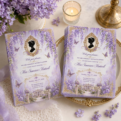 Bridal Shower Invitation Template, Wisteria Floral Design, Wildflower Bridal Shower Invitation, Floral Garden Party Invite, Canva Template __etsy:8038551744