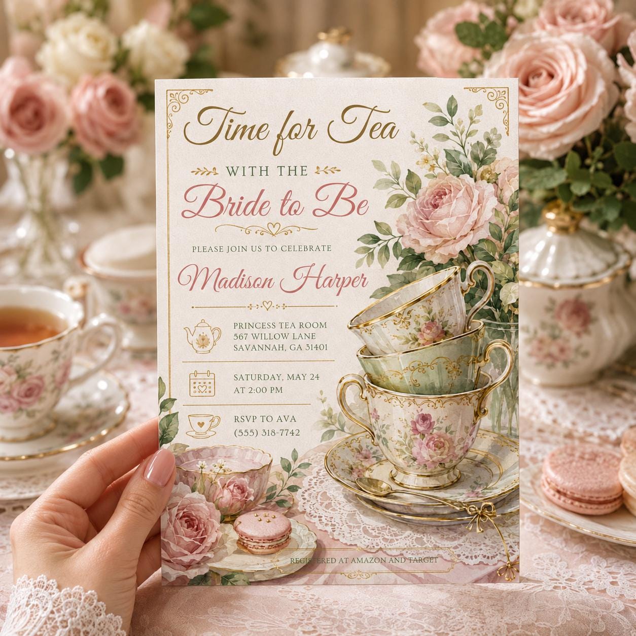 Bridal Tea Party Invitation, Tea Party Bridal Shower, Time for Tea With The Bride-to-be, Bridal Shower Invitation Template __etsy:8049351478