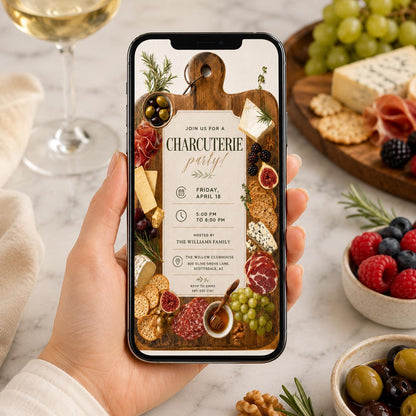Charcuterie Board Invitation, Charcuterie Party Invite, Editable Template, Digital Paperless Evite, Printable Card Flyer, Canva Template __etsy:8080621109