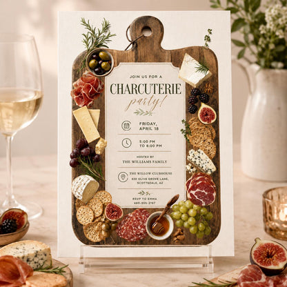 Charcuterie Board Invitation, Charcuterie Party Invite, Editable Template, Digital Paperless Evite, Printable Card Flyer, Canva Template __etsy:8080621203