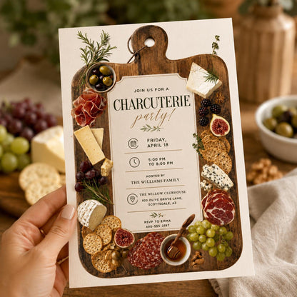 Charcuterie Board Invitation, Charcuterie Party Invite, Editable Template, Digital Paperless Evite, Printable Card Flyer, Canva Template __etsy:8080621211