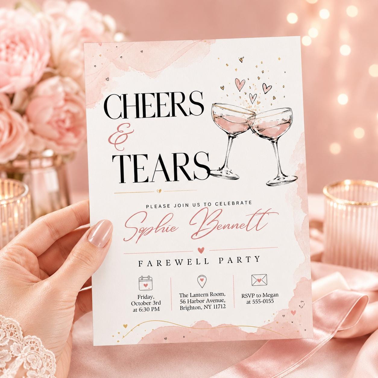 Cheers & Tears Farewell Party Invitation, Cheers and Tears Moving Party Invitation, Editable Farewell Template __etsy:8063178758
