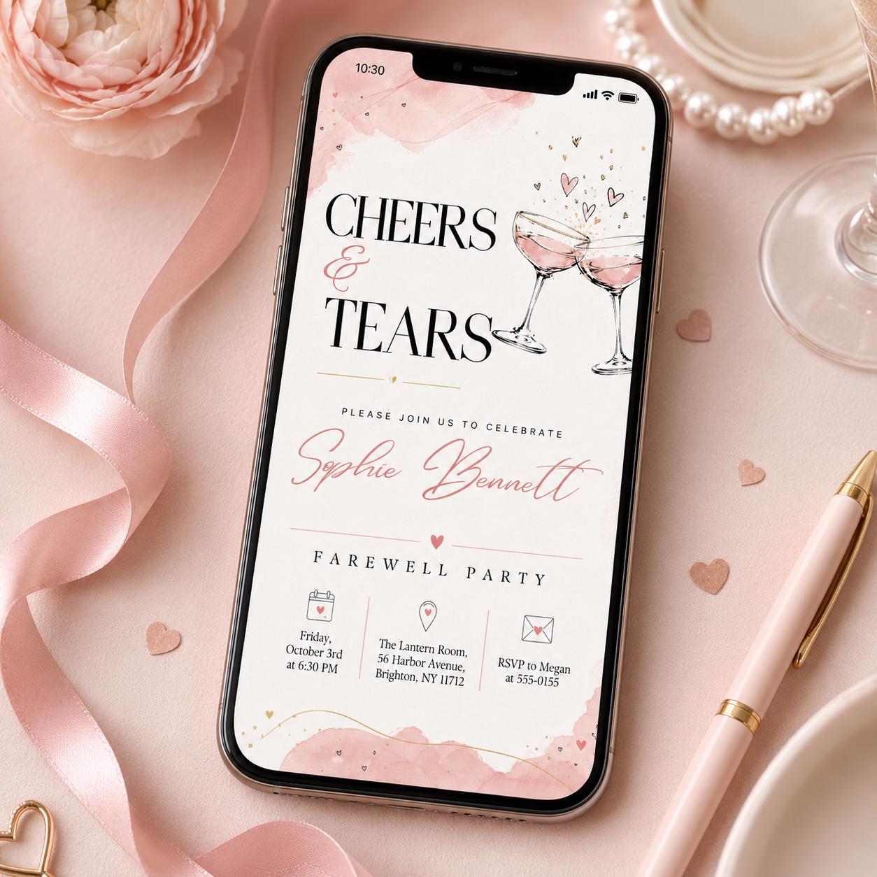 Cheers & Tears Farewell Party Invitation, Cheers and Tears Moving Party Invitation, Editable Farewell Template __etsy:8063178750