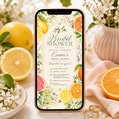Citrus Bridal Shower Invitation Editable Template, She Found Her Main Squeeze Invite, Lemon Orange Grapefruit Theme, Citrus Bridal Shower __etsy:8176323007