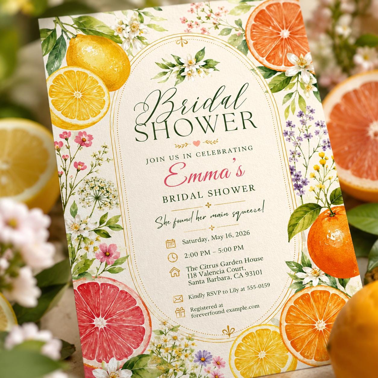 Citrus Bridal Shower Invitation Editable Template, She Found Her Main Squeeze Invite, Lemon Orange Grapefruit Theme, Citrus Bridal Shower __etsy:8176323013