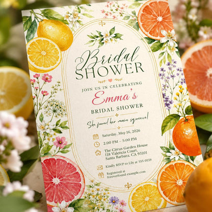 Citrus Bridal Shower Invitation Editable Template, She Found Her Main Squeeze Invite, Lemon Orange Grapefruit Theme, Citrus Bridal Shower __etsy:8176323013