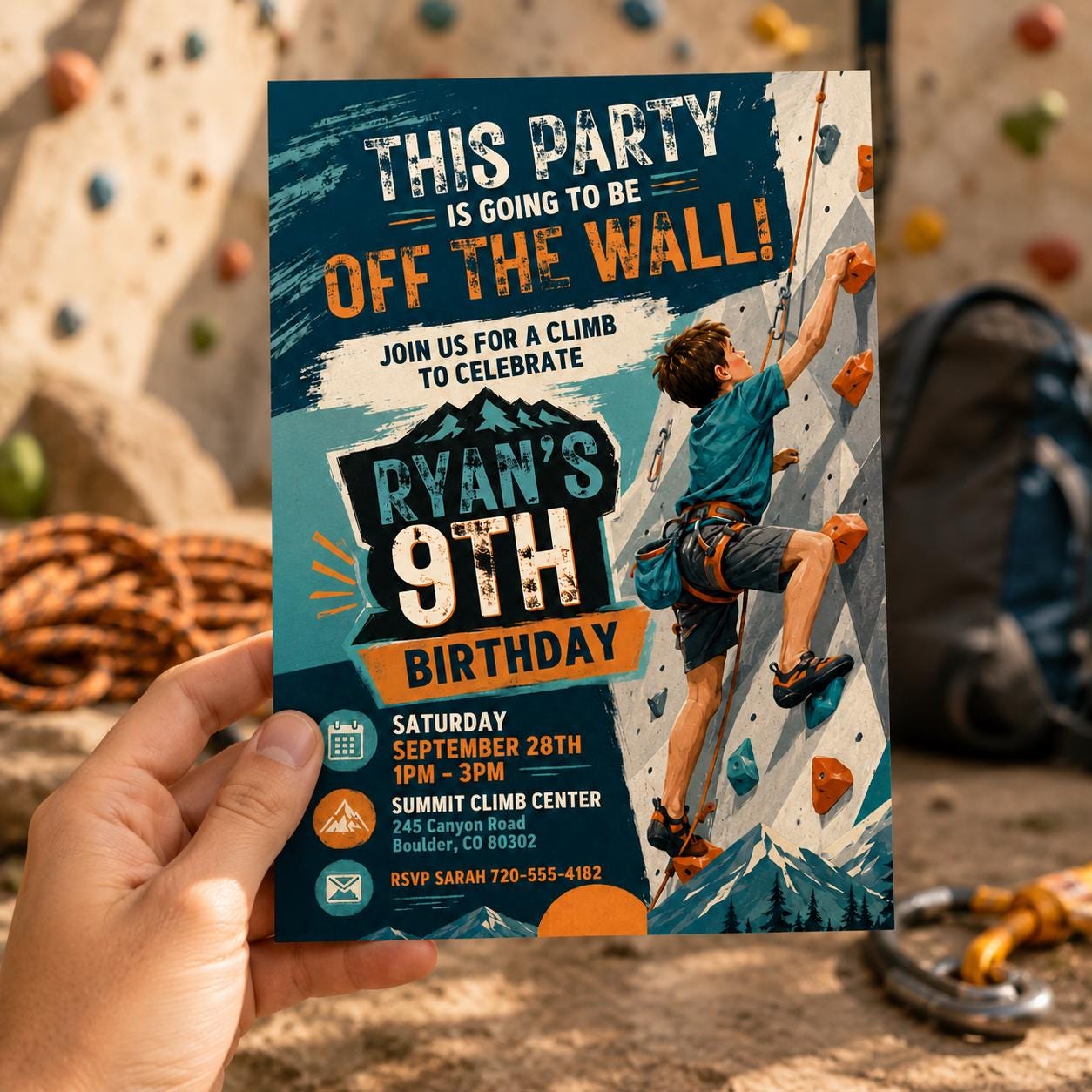 Climber Editable Birthday Invite, Printable Rock climbing Invitation, climbing wall invitation, rock climb Birthday Invite template __etsy:8080206893