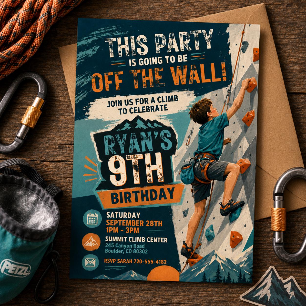 Climber Editable Birthday Invite, Printable Rock climbing Invitation, climbing wall invitation, rock climb Birthday Invite template __etsy:8032297136