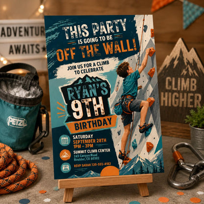 Climber Editable Birthday Invite, Printable Rock climbing Invitation, climbing wall invitation, rock climb Birthday Invite template __etsy:8032297130