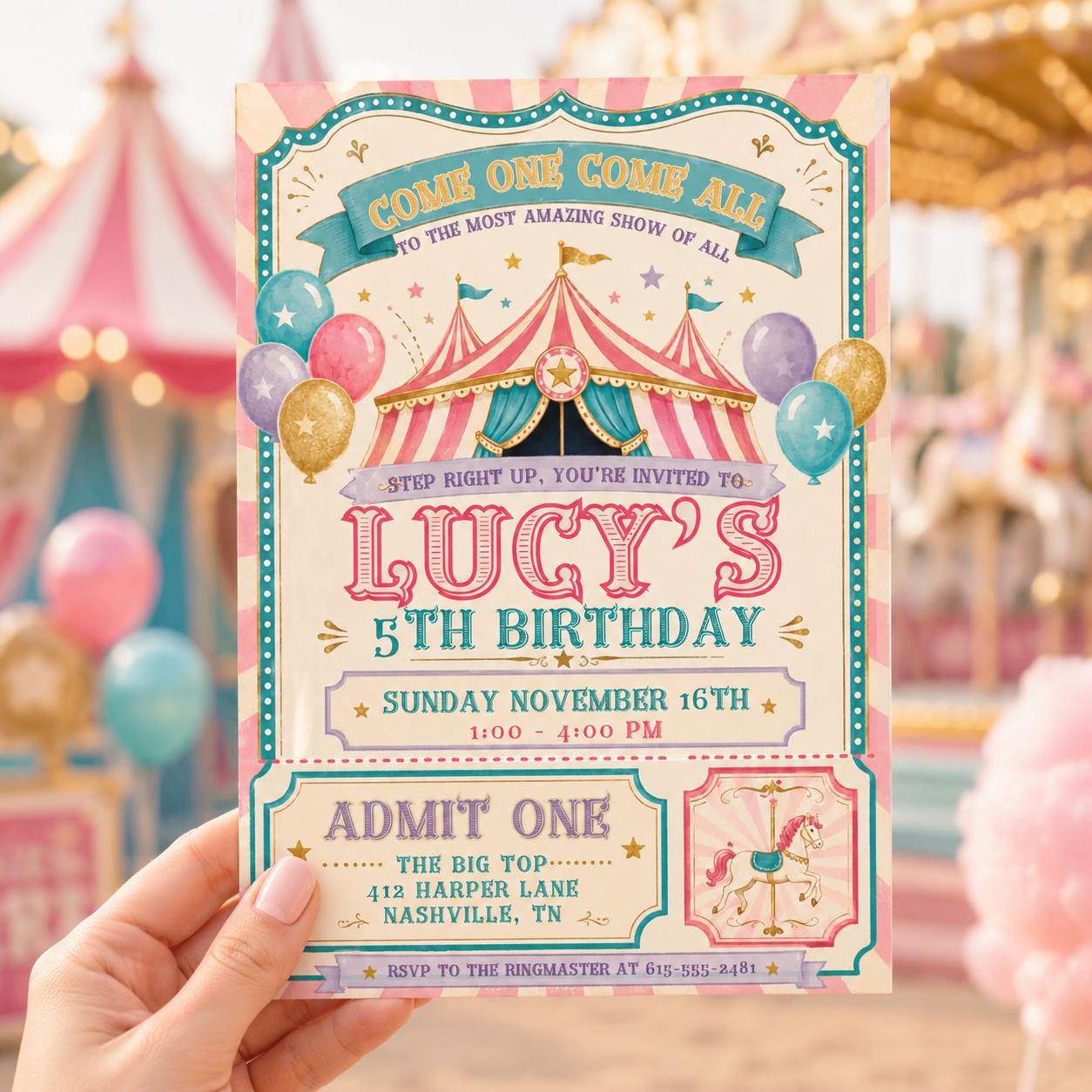 Come One Come All Circus Party Invite, Carnival Birthday Invitation, Circus Birthday Invitation Template, Canva Template __etsy:8088616761