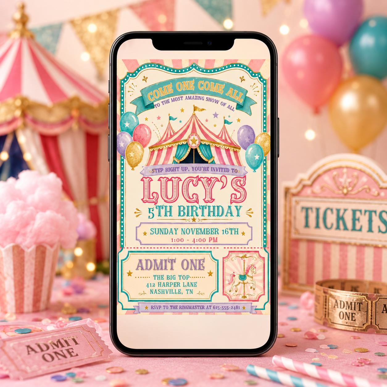 Come One Come All Circus Party Invite, Carnival Birthday Invitation, Circus Birthday Invitation Template, Canva Template __etsy:8088616757