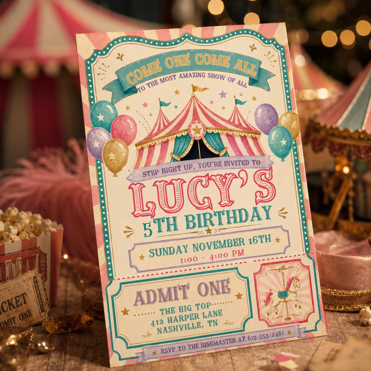 Come One Come All Circus Party Invite, Carnival Birthday Invitation, Circus Birthday Invitation Template, Canva Template __etsy:8040703812