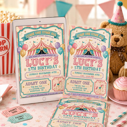 Come One Come All Circus Party Invite, Carnival Birthday Invitation, Circus Birthday Invitation Template, Canva Template __etsy:8088616789