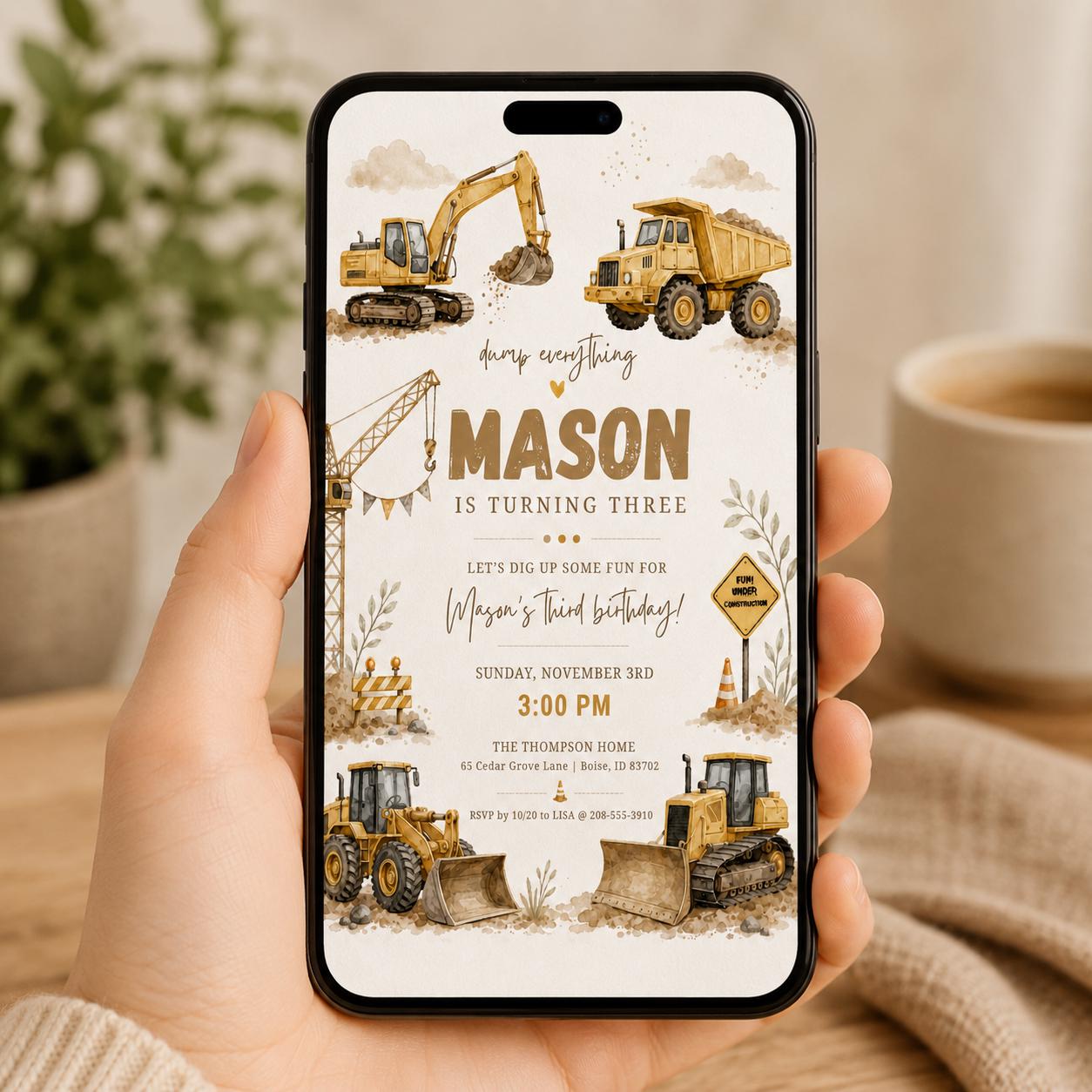 Construction Birthday Invitation Dump Everything Birthday Invitation Construction Birthday Invite Construction Bday Party Invite, Canva __etsy:8080094339