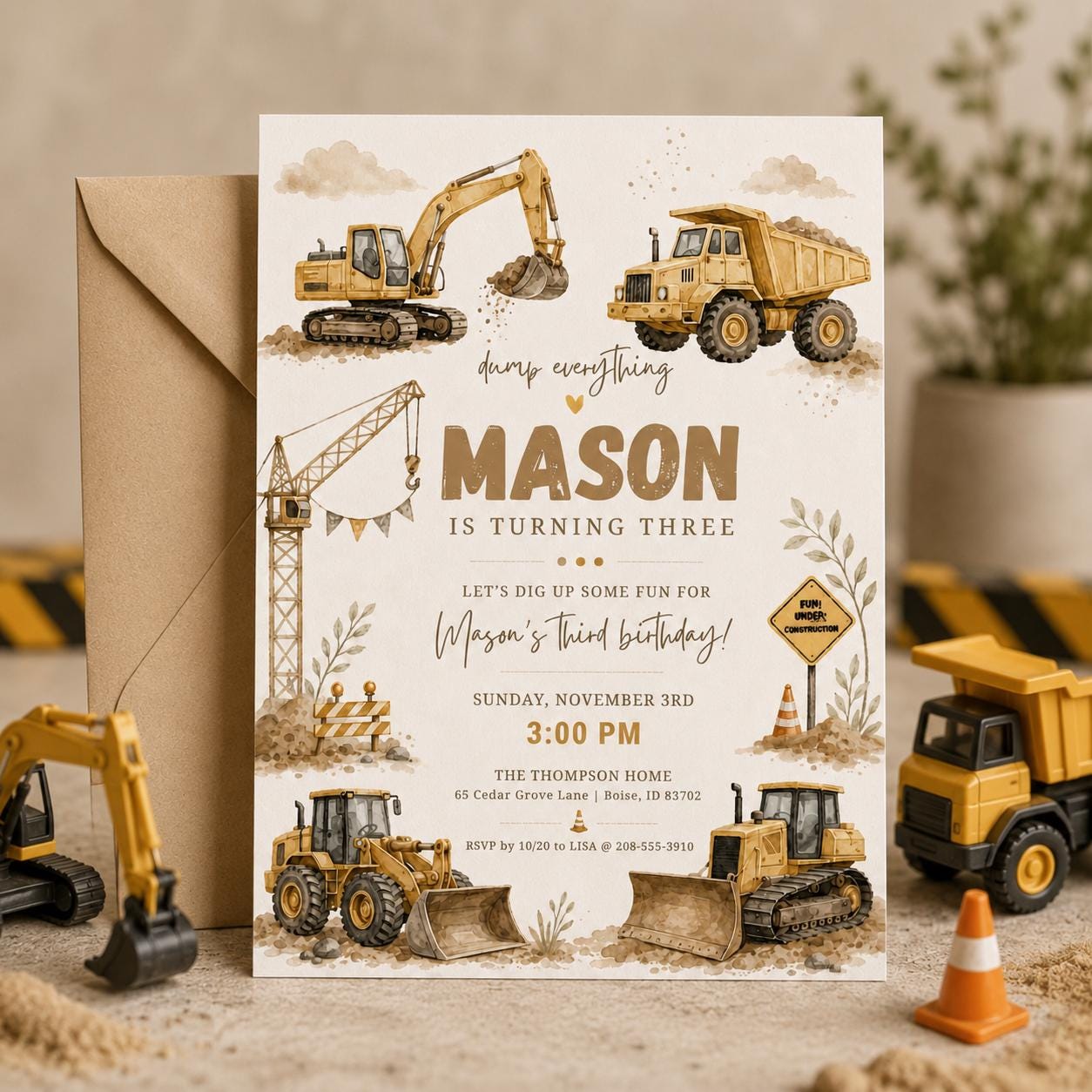 Construction Birthday Invitation Dump Everything Birthday Invitation Construction Birthday Invite Construction Bday Party Invite, Canva __etsy:8032184362
