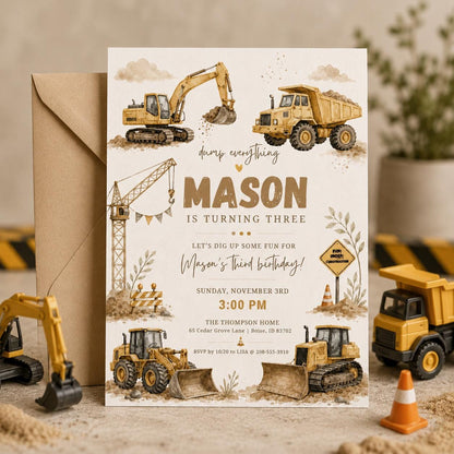 Construction Birthday Invitation Dump Everything Birthday Invitation Construction Birthday Invite Construction Bday Party Invite, Canva __etsy:8032184362