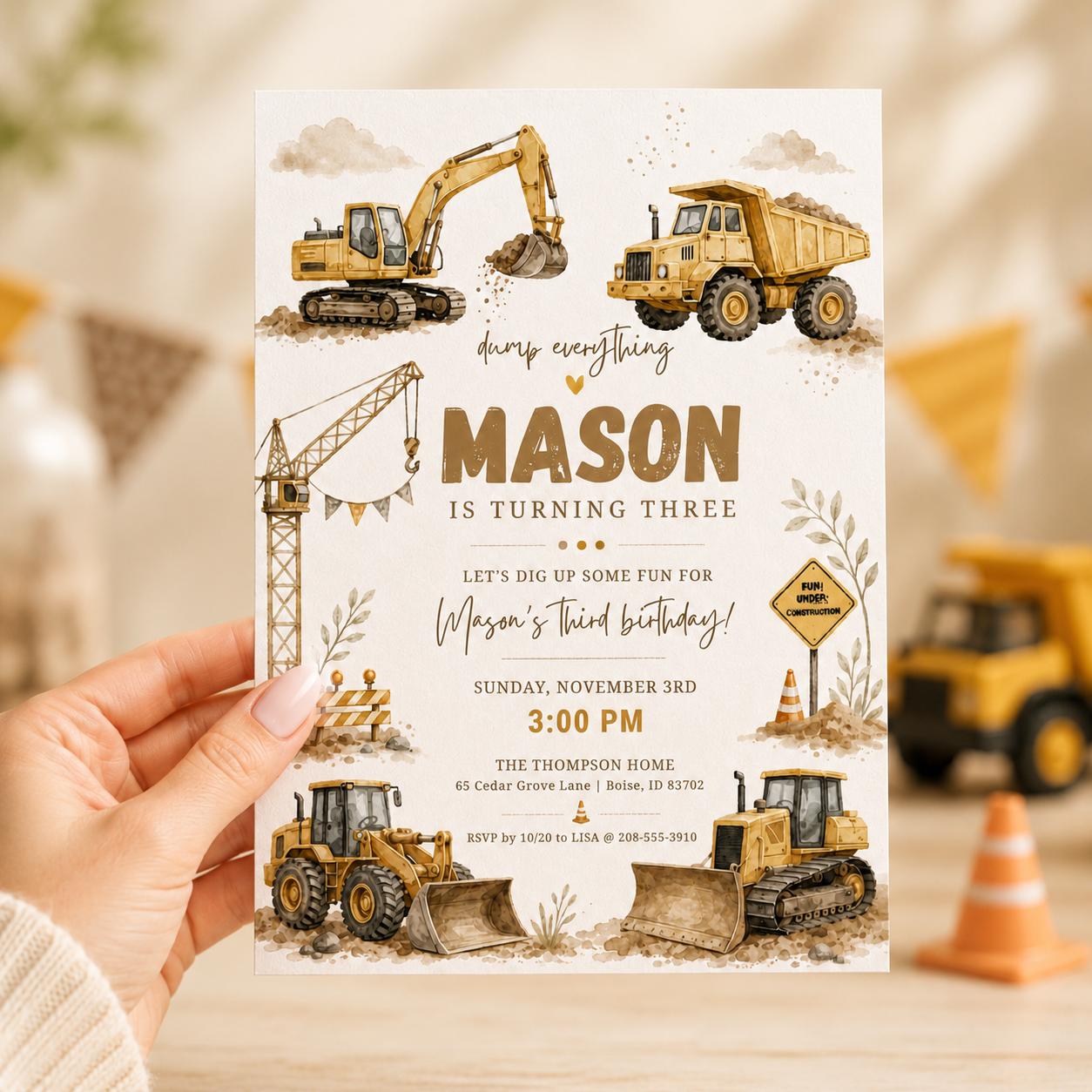 Construction Birthday Invitation Dump Everything Birthday Invitation Construction Birthday Invite Construction Bday Party Invite, Canva __etsy:8032184368