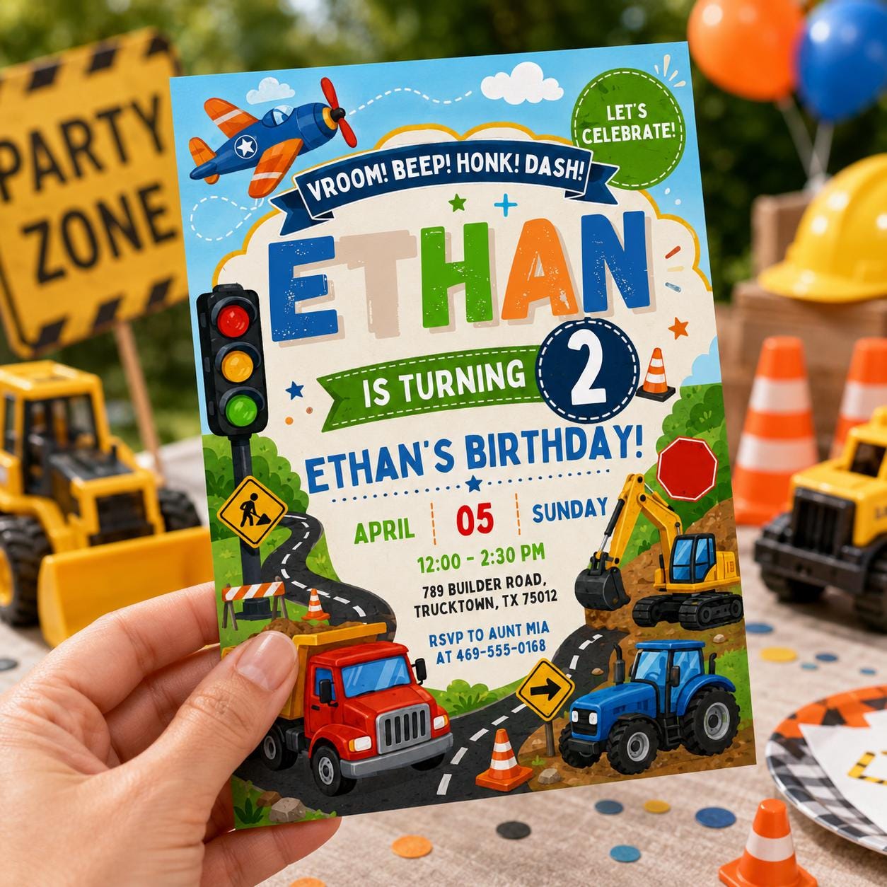 Construction Birthday Invitation, Editable Canva Template,  Dump Truck Builder Party Invite (Editable Canva Template) __etsy:8056799677