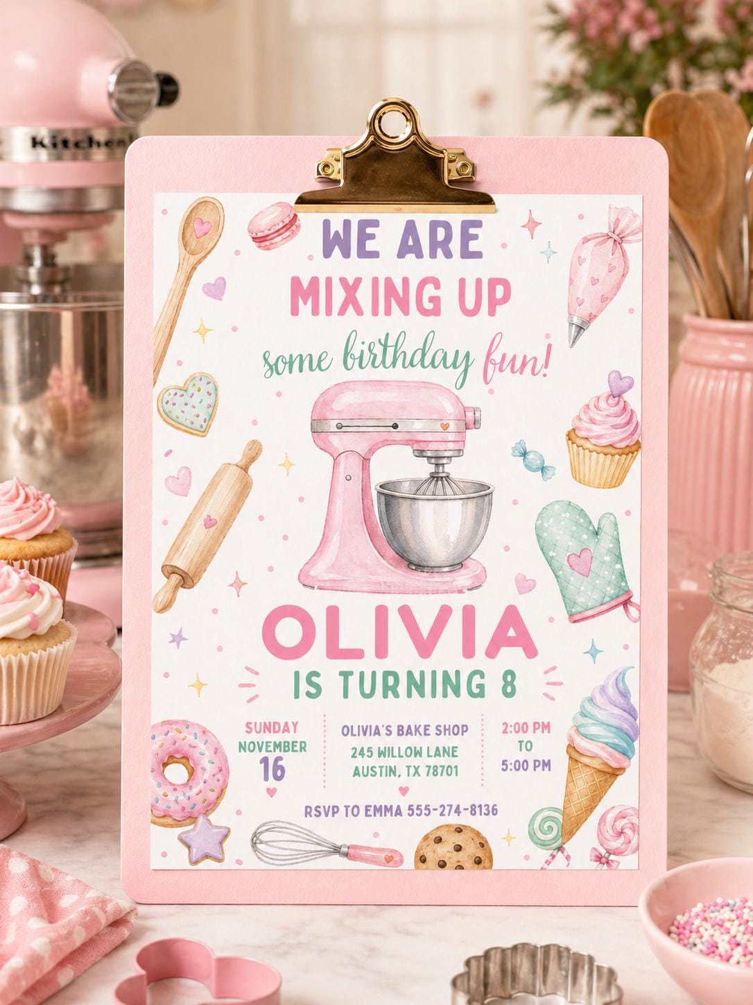 Cooking Birthday Invitation, Cooking Invitation, Baking Birthday Party, Baking Theme, We are Mixing Up Invite, Editable Canva Design __etsy:8018238859