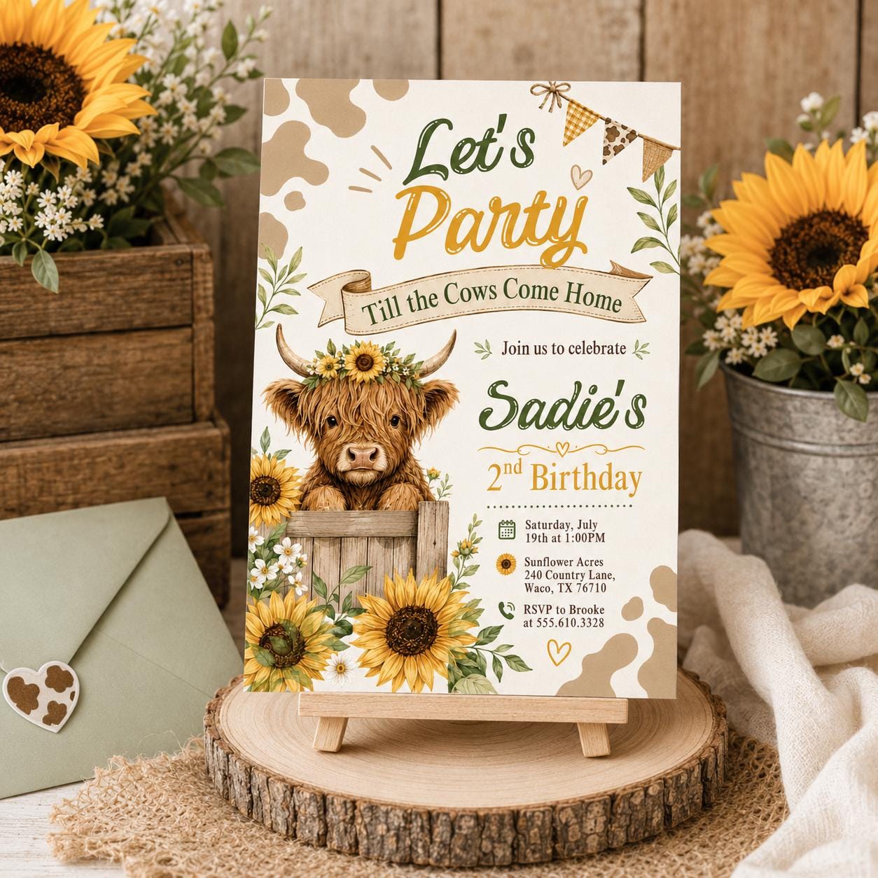 Cow Birthday Party Invitation, Let's Party Till The Cows Come Home, Groovy Highland Cow Party, Highland Cow Birthday, Farm Editable Canva __etsy:8023469618
