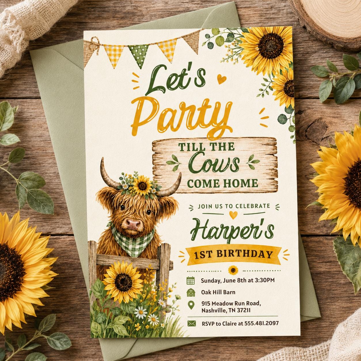 Cow Birthday Party Invitation, Let's Party Till The Cows Come Home, Groovy Highland Cow Party, Trendy, Cow Invite, Trendy Invite, Farm Canva __etsy:8022553990
