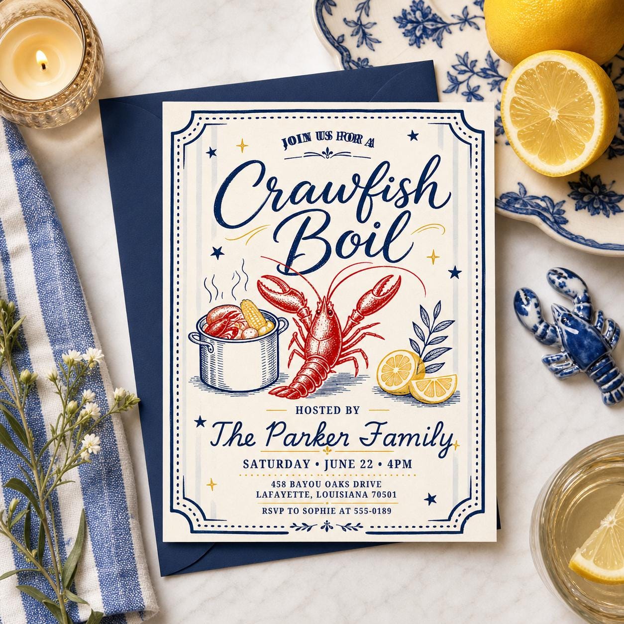 Crawfish Boil Invitation, Seafood Boil Party Invitation, Let The Good Times Boil, Red Plaid Invite, Any Occasion Invitation, Canva Template __etsy:8033852317
