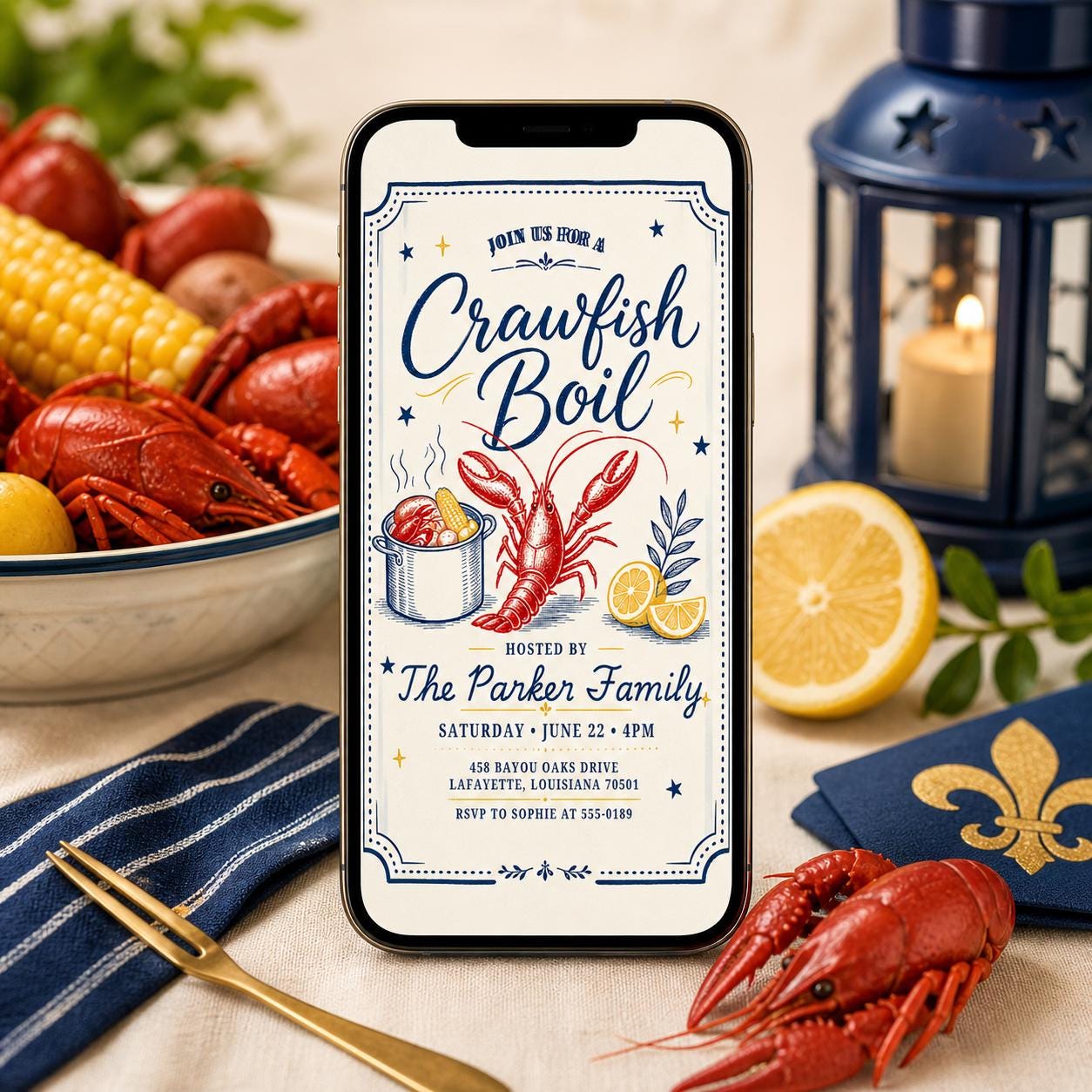 Crawfish Boil Invitation, Seafood Boil Party Invitation, Let The Good Times Boil, Red Plaid Invite, Any Occasion Invitation, Canva Template __etsy:8033852237