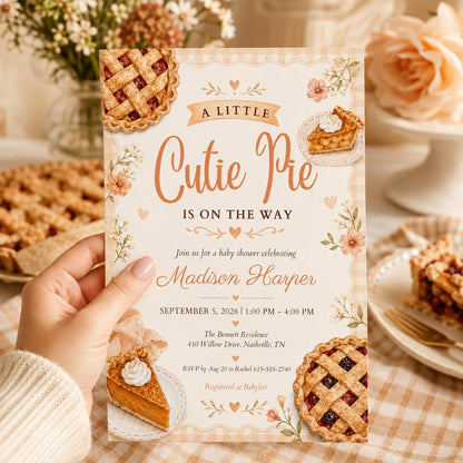 Cutie Pie – Baby Shower invite, Cutie Pie Baby Shower Invitation Fall Baby Shower Invite Gender Neutral Little Cutie Pie Red Gingham Canva __etsy:8086564523