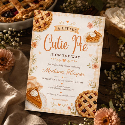 Cutie Pie – Baby Shower invite, Cutie Pie Baby Shower Invitation Fall Baby Shower Invite Gender Neutral Little Cutie Pie Red Gingham Canva __etsy:8038652634