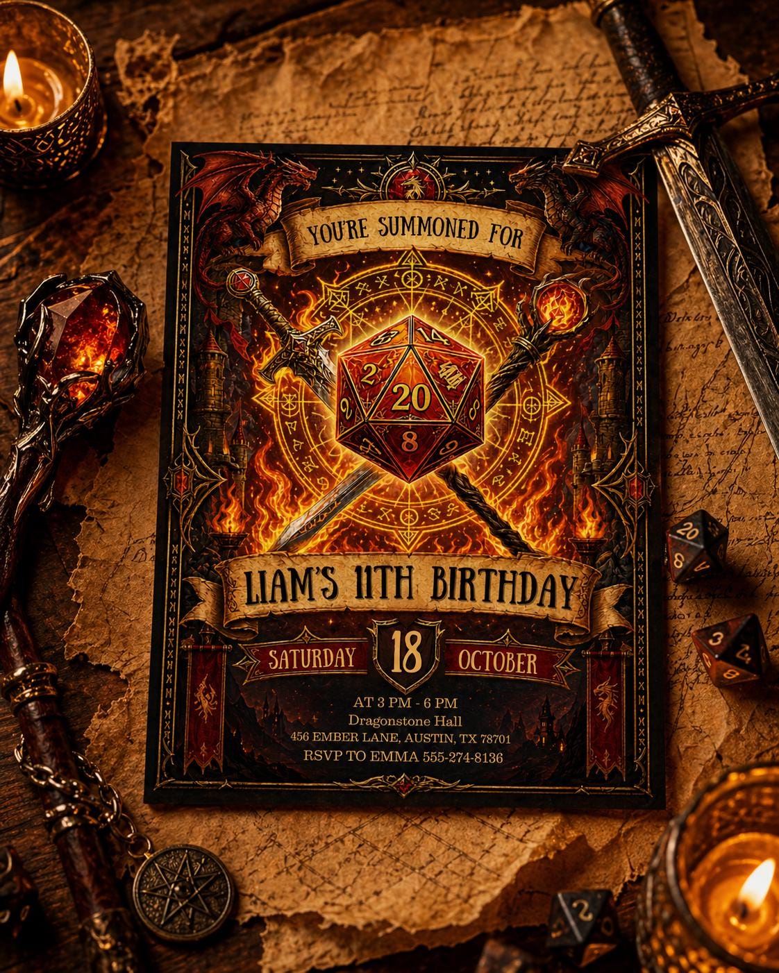 D&D Birthday Invitation – Dungeons and Dragons TTRPG Party Digital Invite, Fantasy Theme Editable Template __etsy:8018623743