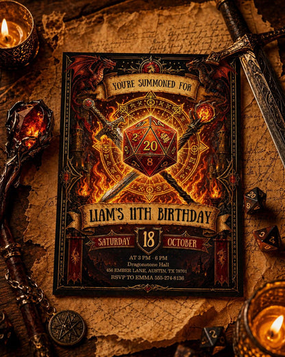 D&D Birthday Invitation – Dungeons and Dragons TTRPG Party Digital Invite, Fantasy Theme Editable Template __etsy:8018623743