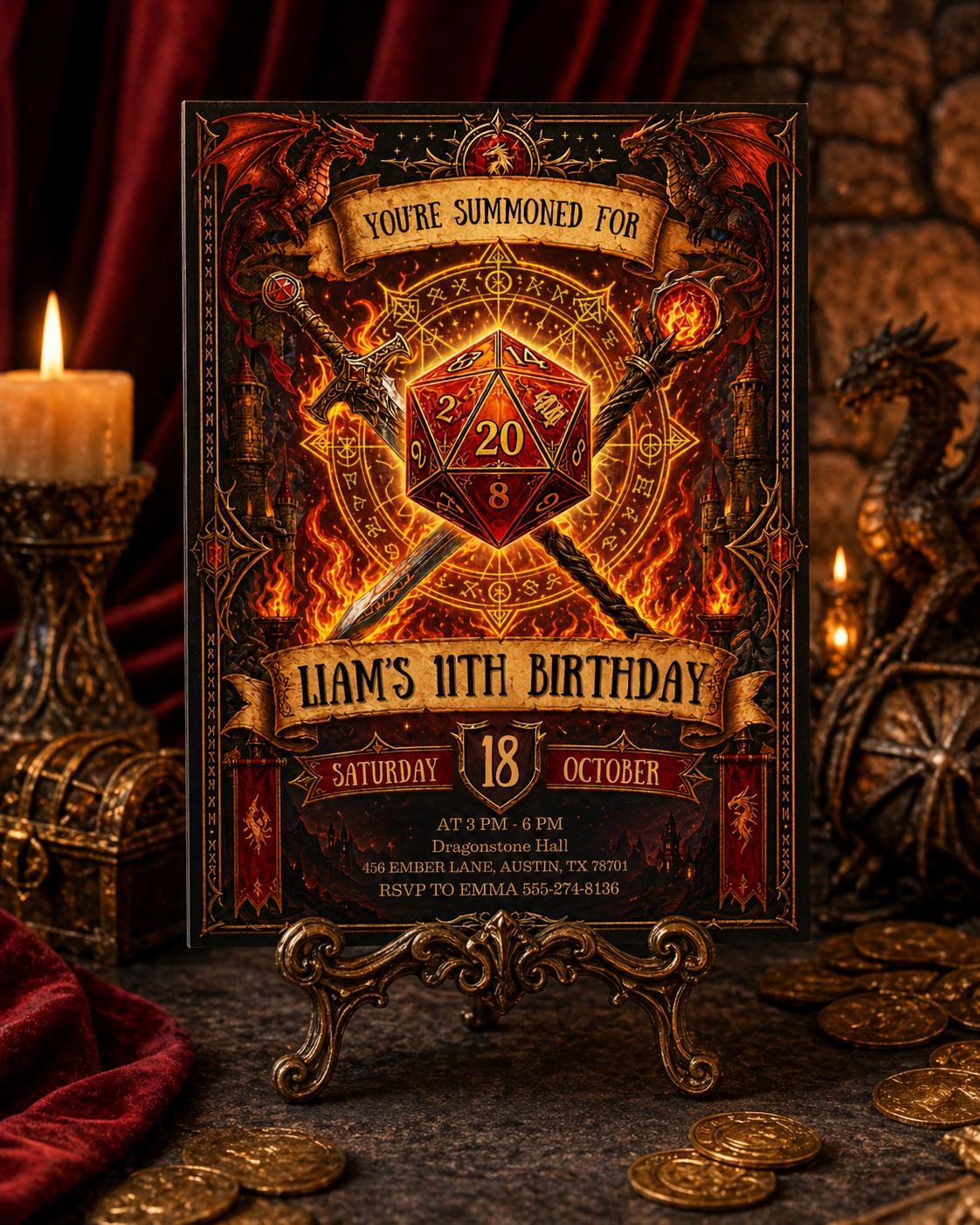 D&D Birthday Invitation – Dungeons and Dragons TTRPG Party Digital Invite, Fantasy Theme Editable Template __etsy:8018623741