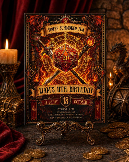 D&D Birthday Invitation – Dungeons and Dragons TTRPG Party Digital Invite, Fantasy Theme Editable Template __etsy:8018623741