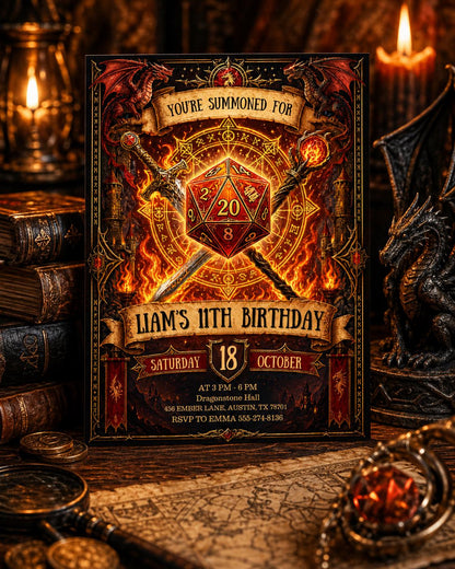 D&D Birthday Invitation – Dungeons and Dragons TTRPG Party Digital Invite, Fantasy Theme Editable Template __etsy:7970673102