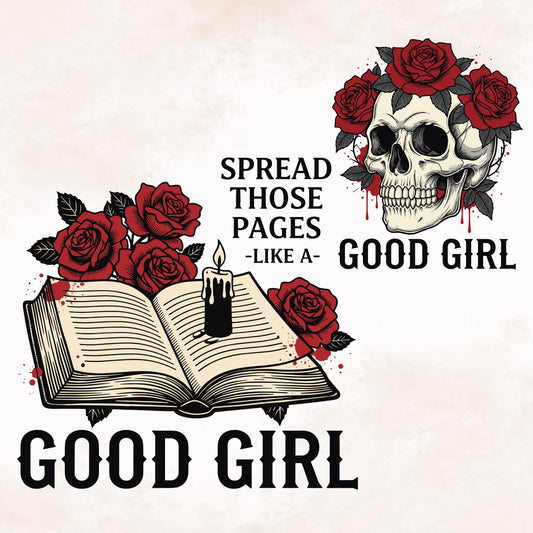 Dark Romance Good Girl PNG, Bookish Reader File (Digital Download) __etsy:7611790478