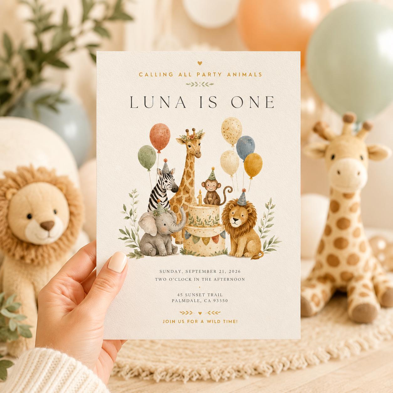 Digital Editable Calling All Party Animals Invitation | Party Animal Celebration Kids Birthday | Any Age Birthday Editable Canva Invite __etsy:8050110807