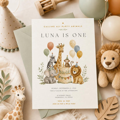 Digital Editable Calling All Party Animals Invitation | Party Animal Celebration Kids Birthday | Any Age Birthday Editable Canva Invite __etsy:8050110839