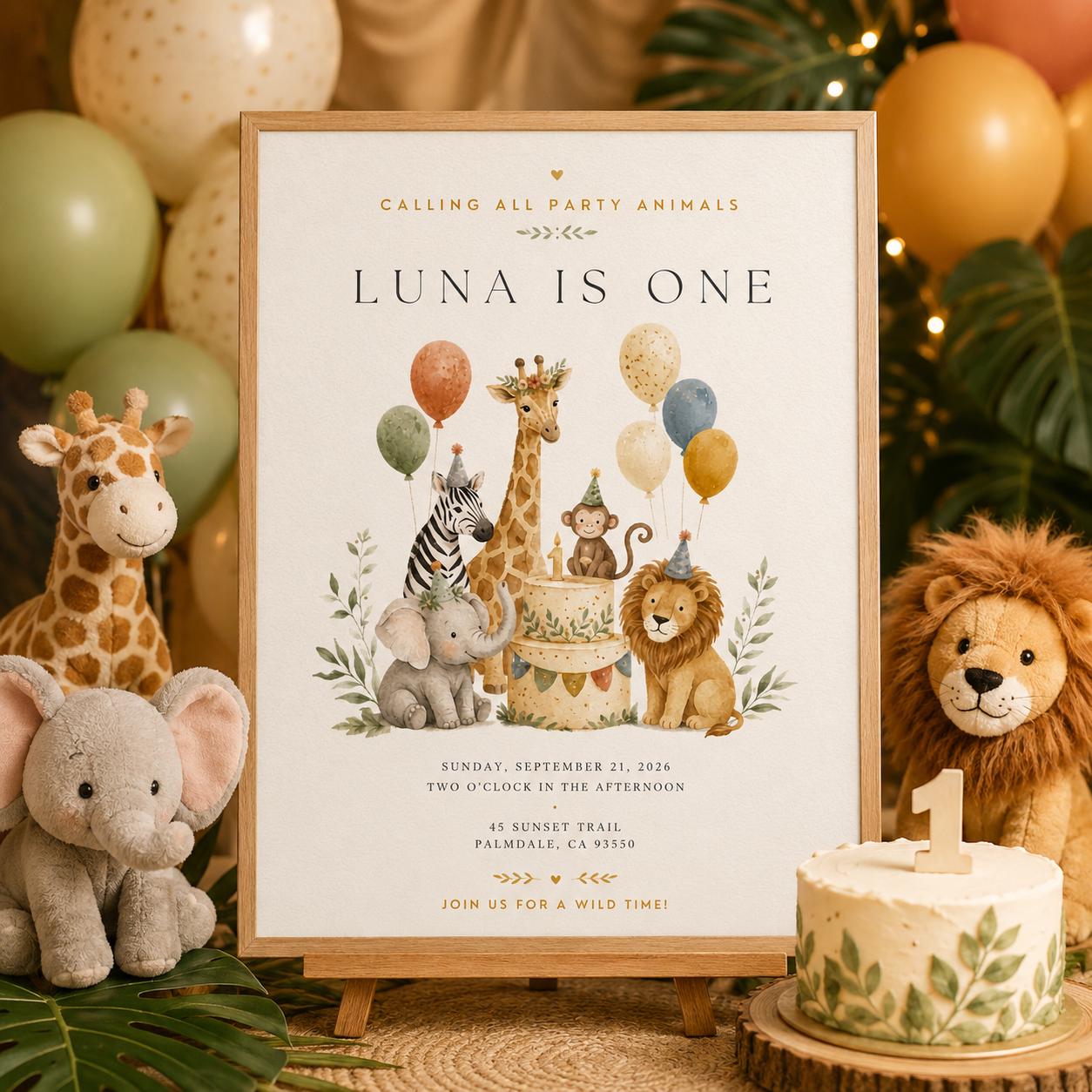 Digital Editable Calling All Party Animals Invitation | Party Animal Celebration Kids Birthday | Any Age Birthday Editable Canva Invite __etsy:8002183482