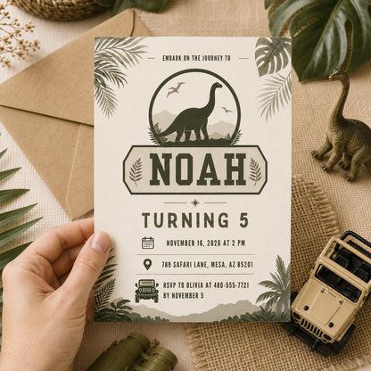 Dino Four Birthday Invitation, Dinosaur 4th Birthday Invite Boy, TRex Birthday Party Invitation, Dino Party Invite Printable, Canva template __etsy:8023685280