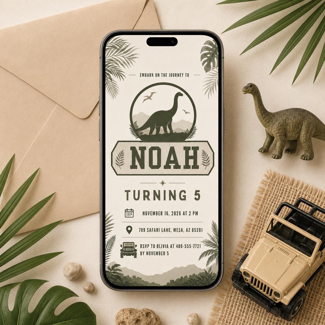 Dino Four Birthday Invitation, Dinosaur 4th Birthday Invite Boy, TRex Birthday Party Invitation, Dino Party Invite Printable, Canva template __etsy:8071595323